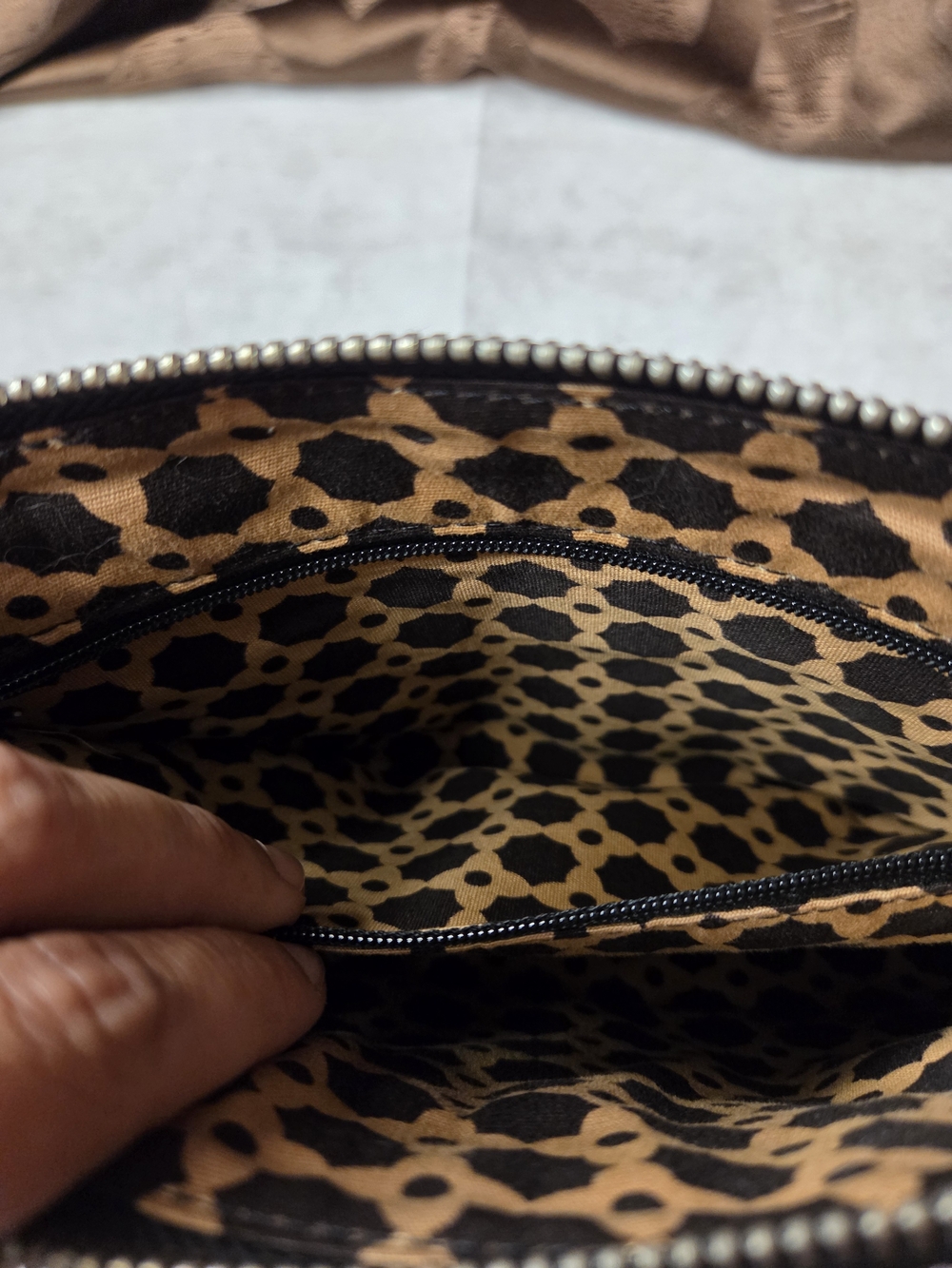 Brighton Black Leather Crossbody Bag with Brown Trim and Silver Accent - Picture 9 of 14